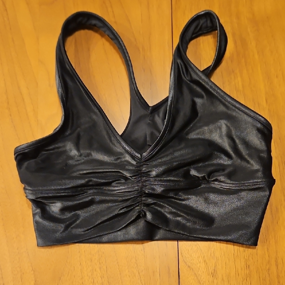 Black Satin Crop Top